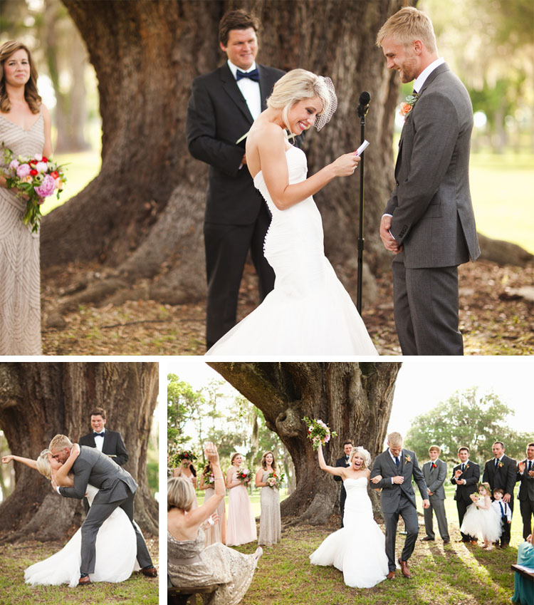 You may kiss the bride. Fun bride reaction. | More on: http://mysweetengagement.com/you-may-kiss-the-bride/ - Photo: Ben Sasso