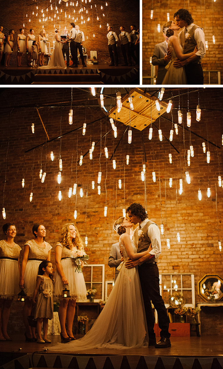 You may kiss the bride - Magical indoor ceremony lantern lights | More on: http://mysweetengagement.com/you-may-kiss-the-bride/