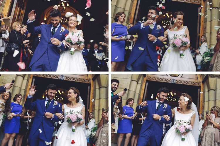 Gorgeous wedding in Spain. Bride and groom ceremony exit with petals | More on: http://mysweetengagement.com/gorgeous-wedding-in-spain - Photo: David Fernández