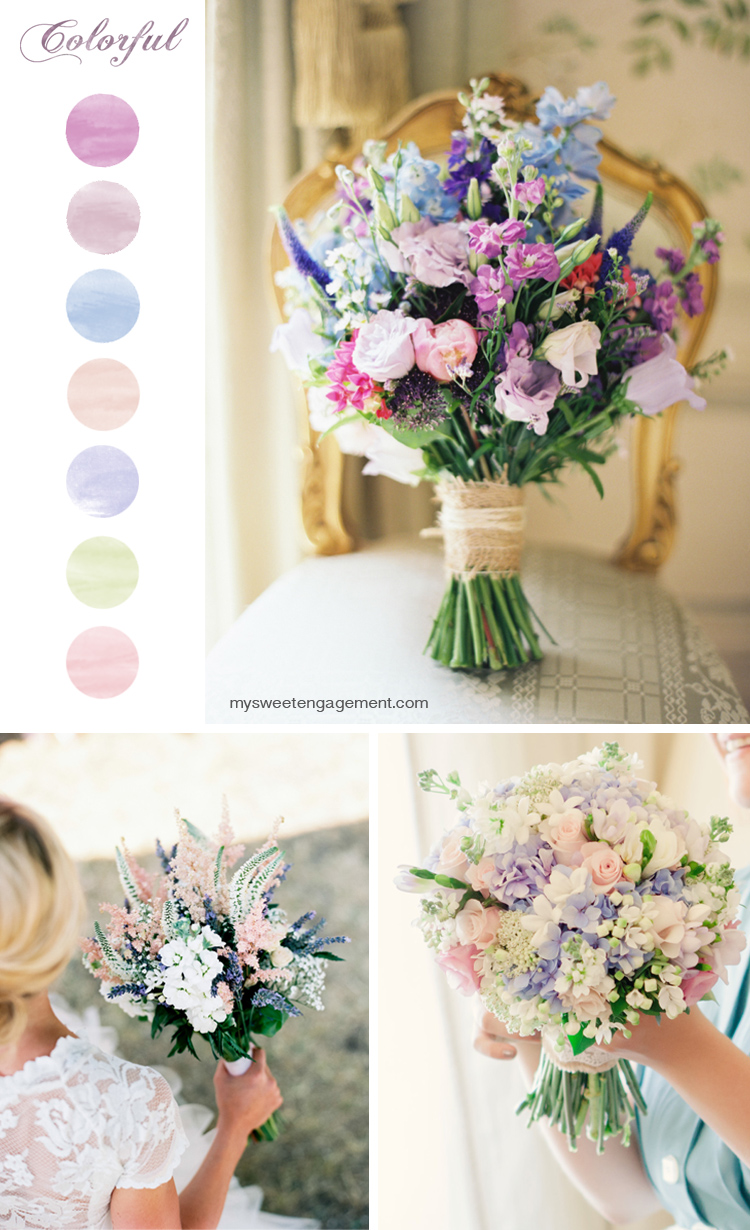 8 Wedding Bouquet Color Inspirations - Colorful flowers | More on: http://mysweetengagement.com/50-shades-of-flowers-wedding-bouquet-color-inspiration