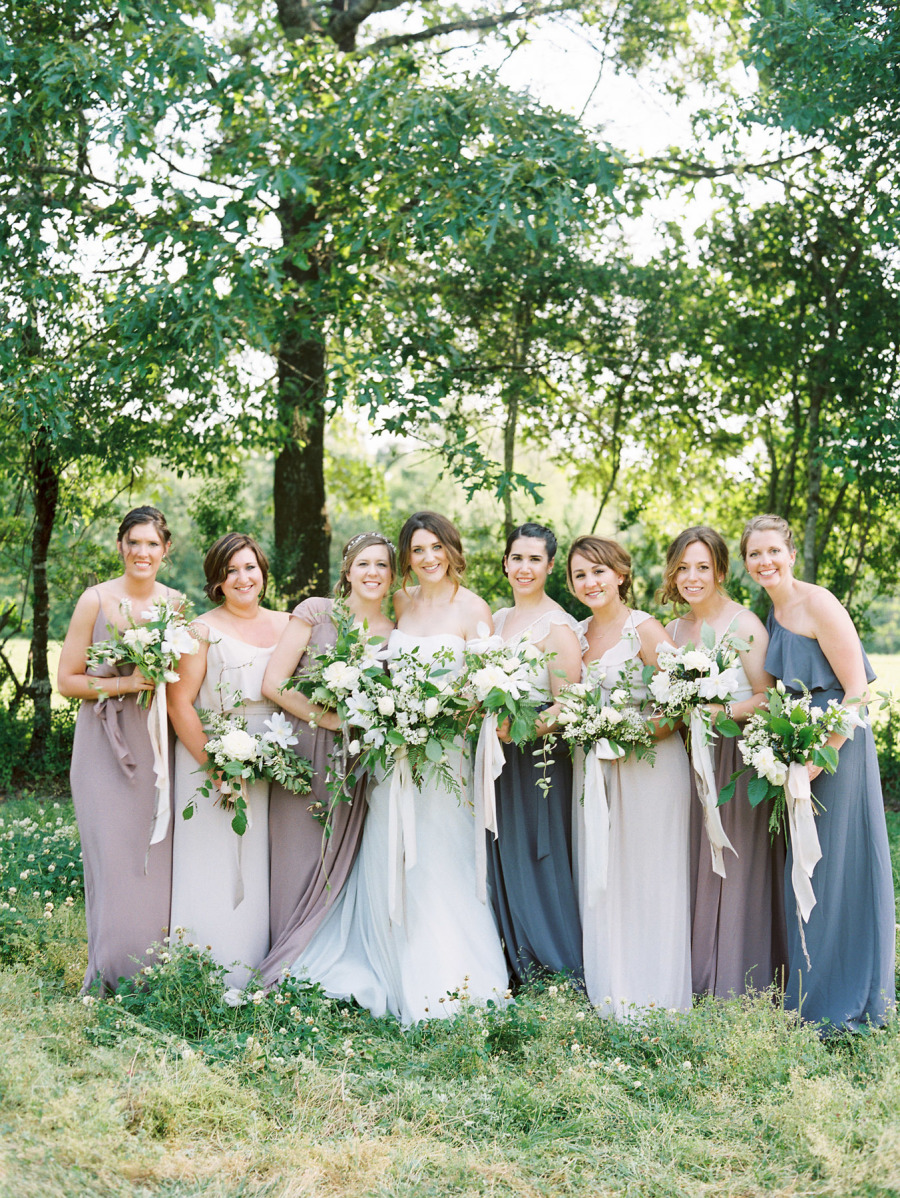 Beautiful bridesmaid on different style and color dresses. // See more: Mix It Up: 15 Mix and Match Bridesmaid Dresses Done Right // http://mysweetengagement.com