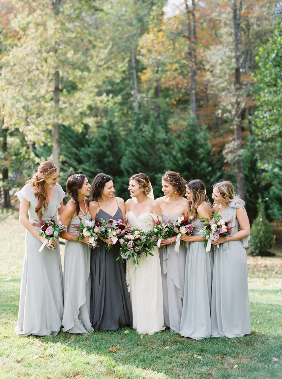 Because grey is a happy color. // See more: Mix It Up: 15 Mix and Match Bridesmaid Dresses Done Right // http://mysweetengagement.com