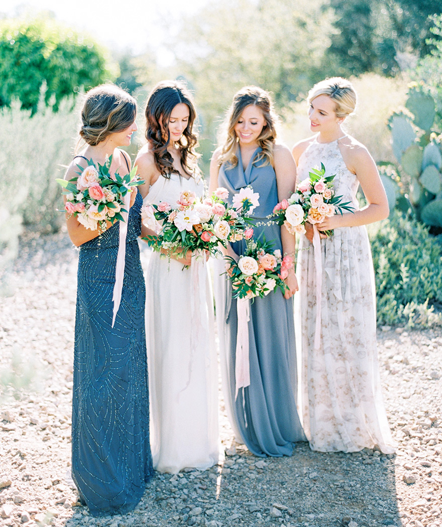 Who would have thought that bridesmaid dresses in different colors, styles and textures could look so elegant? // See more: Mix It Up: 15 Mix and Match Bridesmaid Dresses Done Right // http://mysweetengagement.com