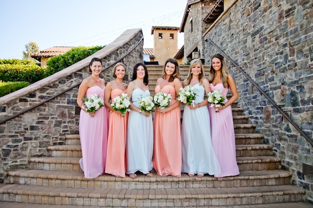 Sweetheart bridesmaid dresses. Same dress, different colors. // See more: Mix It Up: 15 Mix and Match Bridesmaid Dresses Done Right // http://mysweetengagement.com