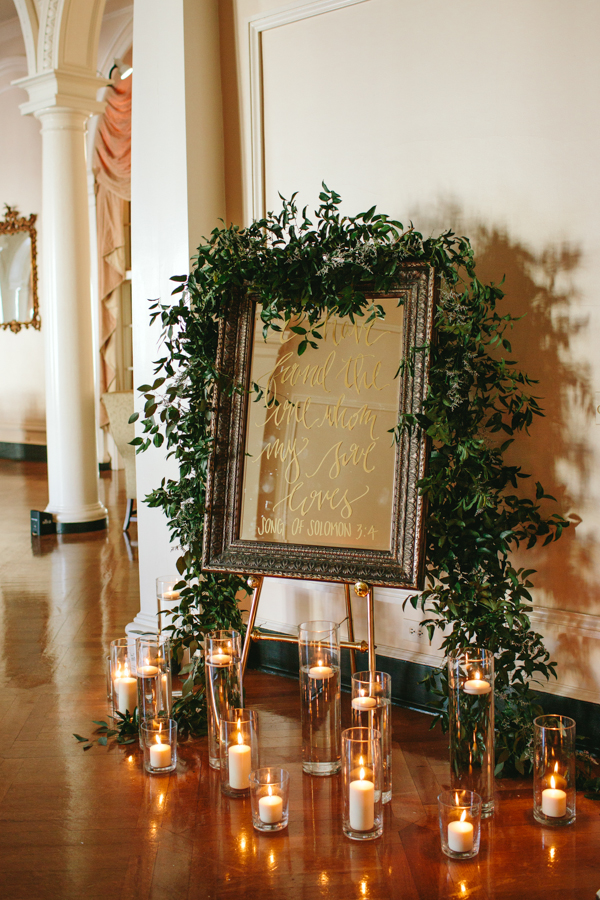 Wedding Signage Beautifully Decorated with Candles // 15 Stunning Ways to Decorate with Candles // http://mysweetengagement.com