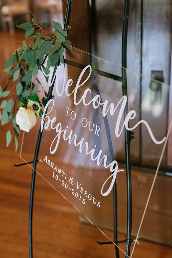 Modern affair: Acrylic wedding decor and ideas. Welcome to our wedding perspex sign. // mysweetengagement.com