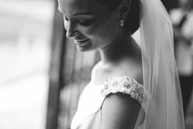 Classic bride in black and white photo