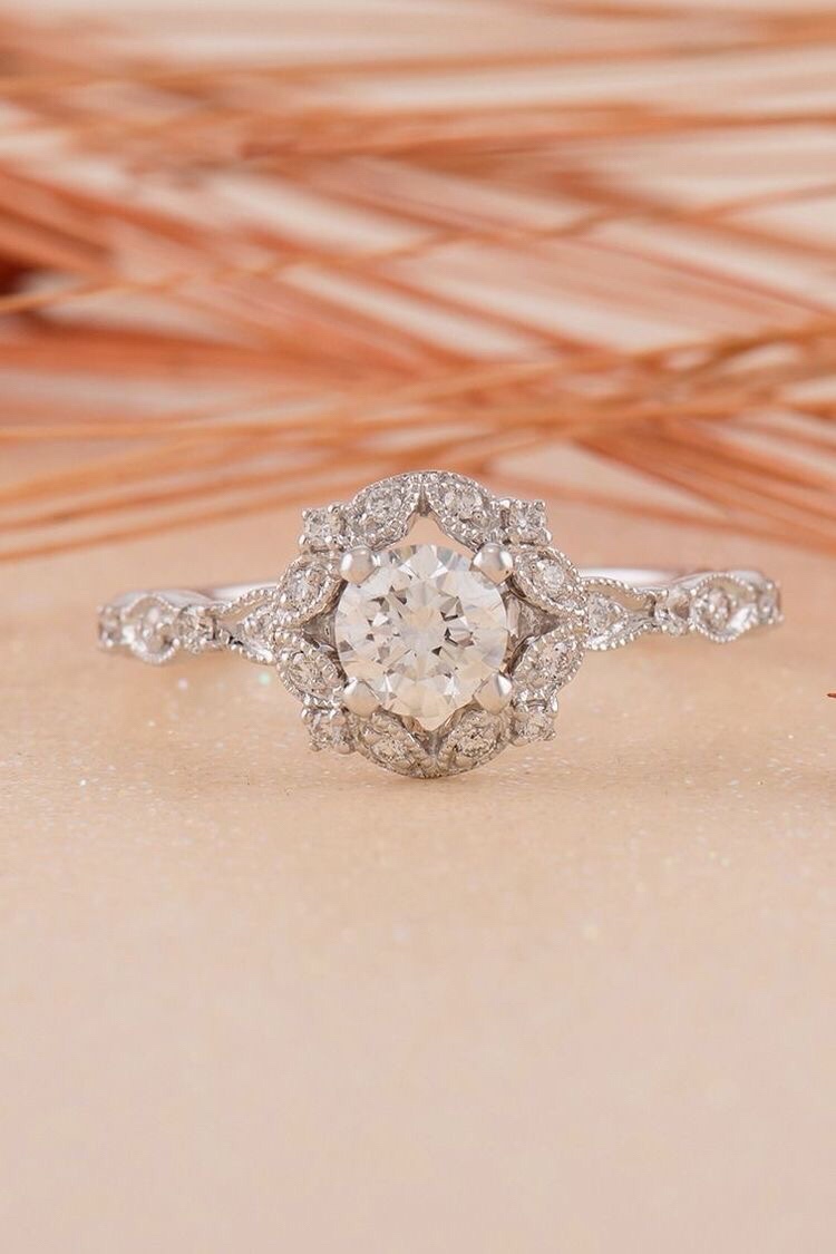 1920s Antique Style Silver Engagement Ring.