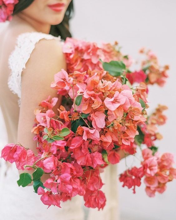 living coral wedding bouquet