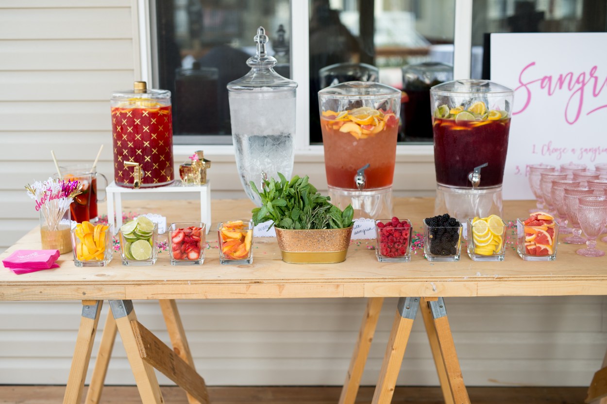 Get your guests excited with this awesome sangria bar station // Get inspired with these Elegant Mexican Fiesta / Cinco de Mayo Themed Bridal Shower Ideas. // mysweetengagement.com