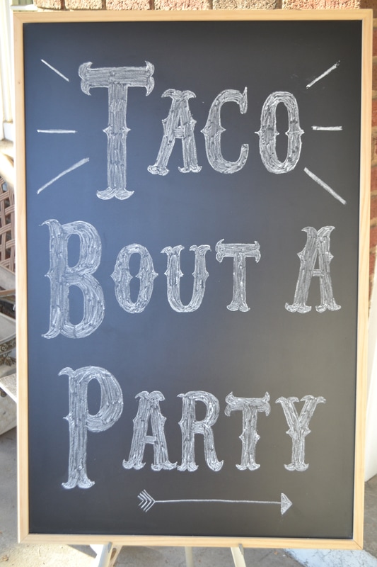 Taco bout a party: fun chalkboard sign for a 5 de Mayo bridal shower themed celebration // Get inspired with these Elegant Mexican Fiesta / Cinco de Mayo Themed Bridal Shower Ideas. // mysweetengagement.com