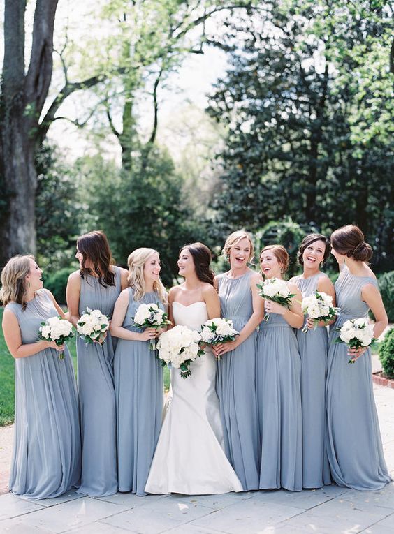 20+ Stunning Dusty Blue Bridesmaid Dresses You Will Love. // mysweetengagement.com