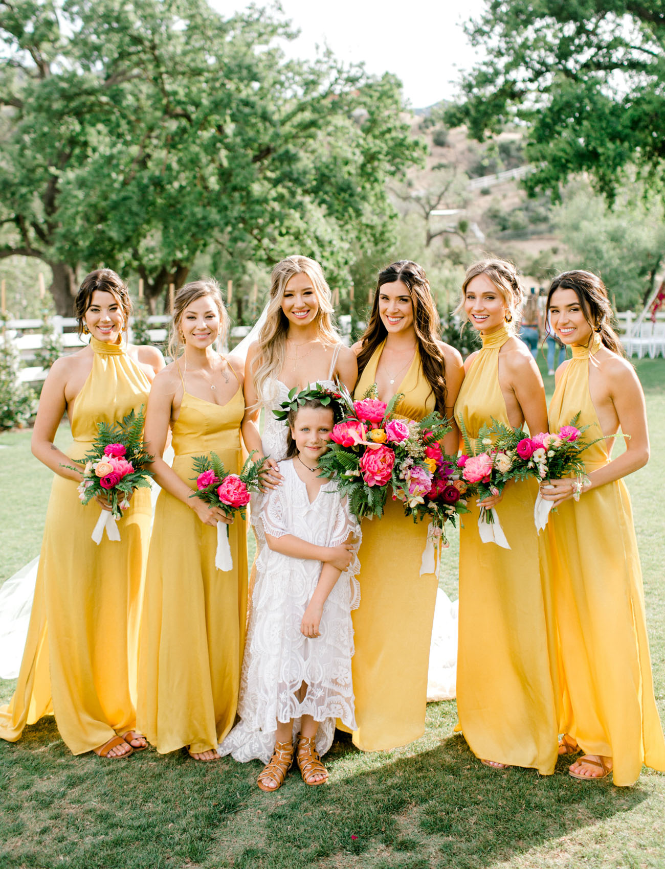 beautiful long yellow mustard bridesmaid dresses