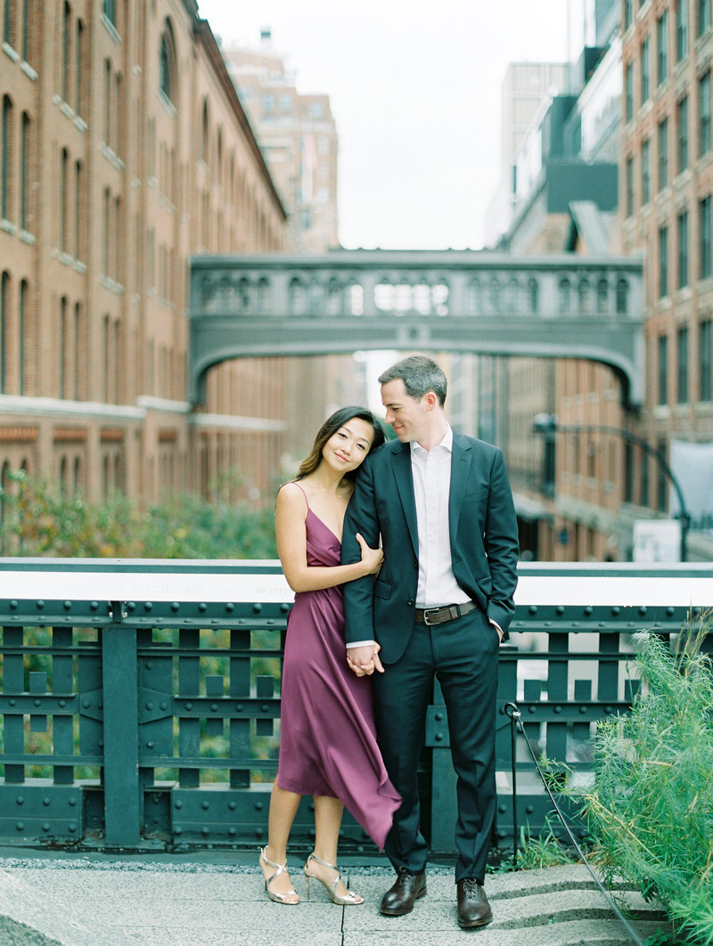 New York City engagement photography with formal outfit