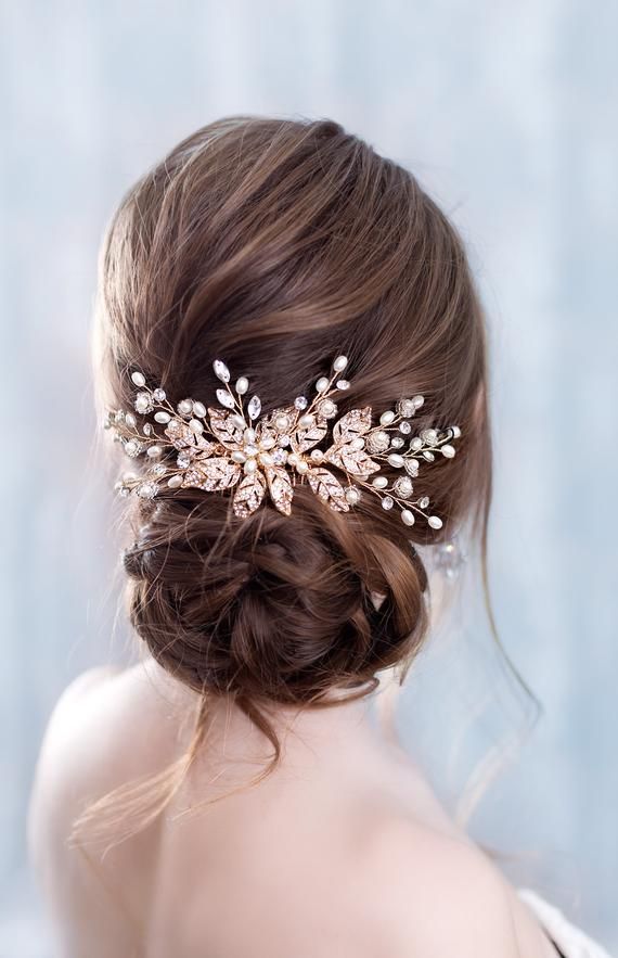 elegant romantic messy hair bun for wedding day with stunning hairpiece