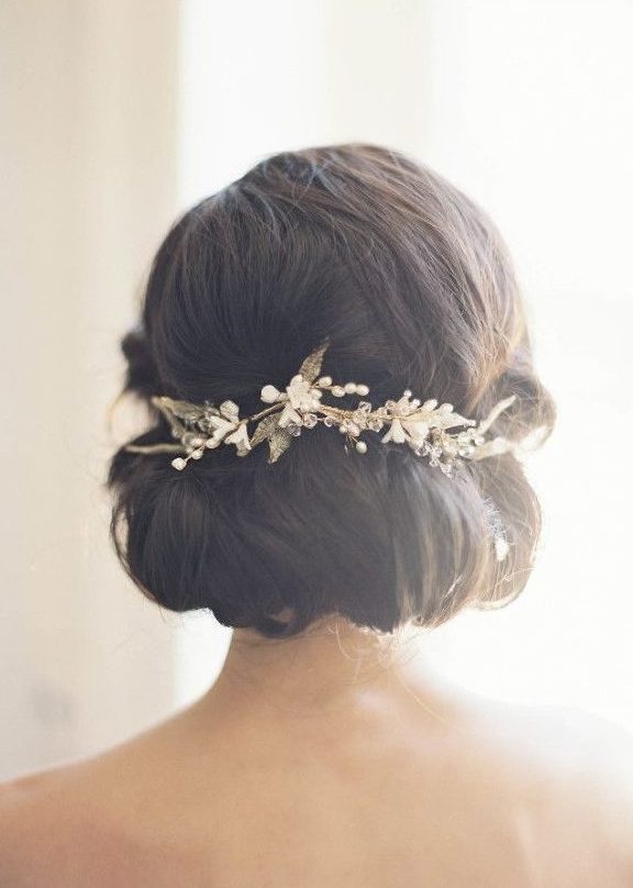 elegant updo with bridal accessory hairstyle for wedding day