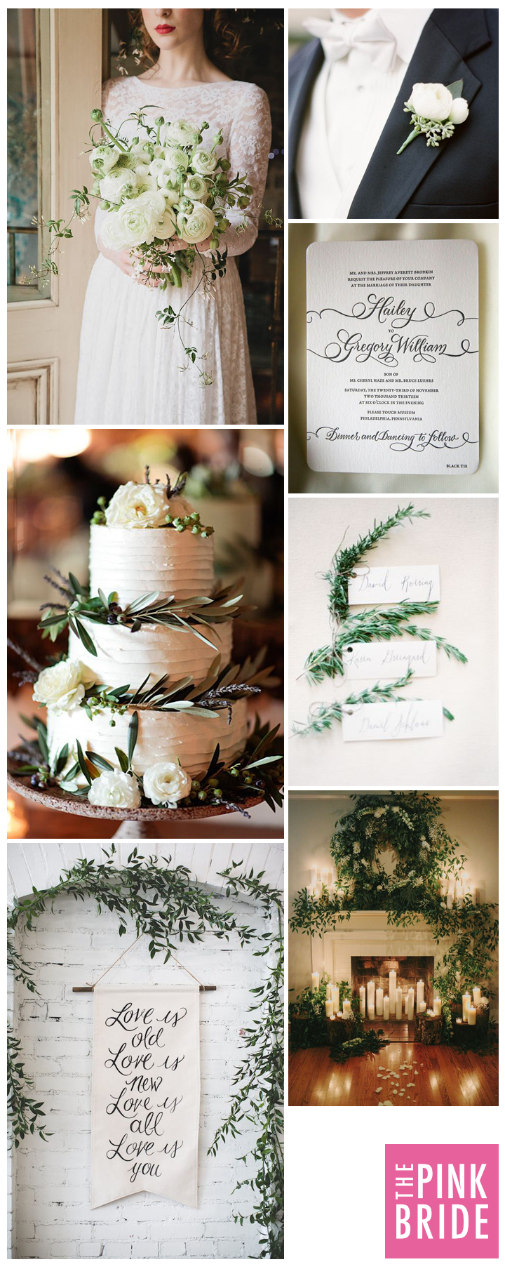 Wedding ideas with the color white: wedding color palette inspiration board 